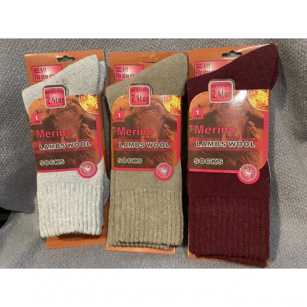 US Merino Lambs Wool Thermal Women's Mid Calf Socks Size 9-11 Assorted Colors